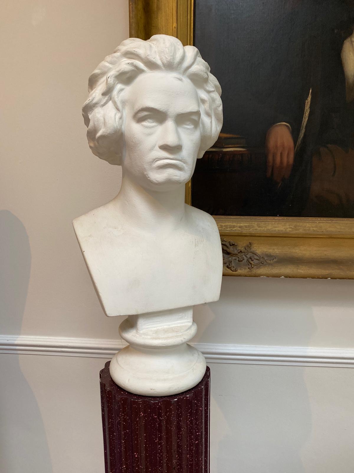 A plaster bust of Beethoven, height 55cm